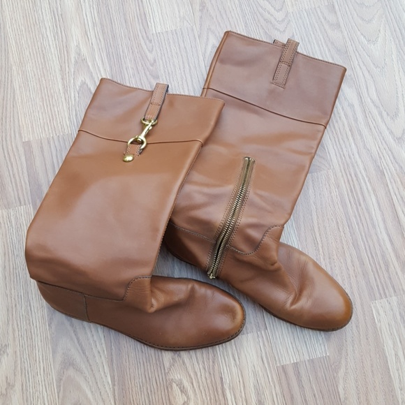 Coach Shoes - Coach Brown Leather Knee Boots 6.5